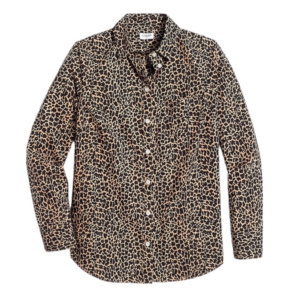 J. Crew Signature Fit Leopard Printed Button Up S… - image 1